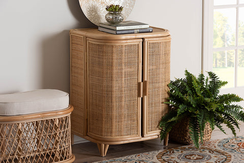 bali & pari Yanka Bohemian Natural Rattan Storage Cabinet