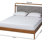 Baxton Studio Edwina Mid-Century Light Grey Boucle Fabric and Walnut Brown Wood Queen Size Platform Bed