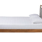 Baxton Studio Edwina Mid-Century Light Grey Boucle Fabric and Walnut Brown Wood Queen Size Platform Bed