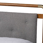 Baxton Studio Edwina Mid-Century Light Grey Boucle Fabric and Walnut Brown Wood Queen Size Platform Bed