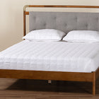 Baxton Studio Edwina Mid-Century Light Grey Boucle Fabric and Walnut Brown Wood Queen Size Platform Bed