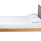 Baxton Studio Jaiana Mid-Century Grey Fabric and Oak Brown Wood Queen Size Bed
