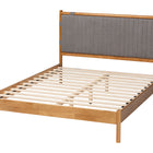 Baxton Studio Jaiana Mid-Century Grey Fabric and Oak Brown Wood Queen Size Bed