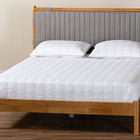 Baxton Studio Jaiana Mid-Century Grey Fabric and Oak Brown Wood Queen Size Bed