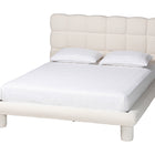 Baxton Studio Ralayna Modern Luxe Ivory Boucle Fabric Queen Size Bed