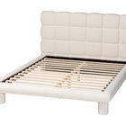 Baxton Studio Ralayna Modern Luxe Ivory Boucle Fabric Queen Size Bed