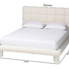 Baxton Studio Ralayna Modern Luxe Ivory Boucle Fabric Queen Size Bed