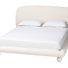 Baxton Studio Eladio Modern Luxe Ivory Boucle Fabric Queen Size Bed