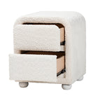 Baxton Studio Bonilla Modern White Teddy-Bear Fabric and Rubberwood 2-Drawer Nightstand