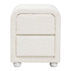 Baxton Studio Bonilla Modern White Teddy-Bear Fabric and Rubberwood 2-Drawer Nightstand