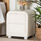 Baxton Studio Bonilla Modern White Teddy-Bear Fabric and Rubberwood 2-Drawer Nightstand