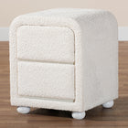 Baxton Studio Bonilla Modern White Teddy-Bear Fabric and Rubberwood 2-Drawer Nightstand