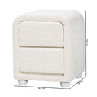 Baxton Studio Bonilla Modern White Teddy-Bear Fabric and Rubberwood 2-Drawer Nightstand