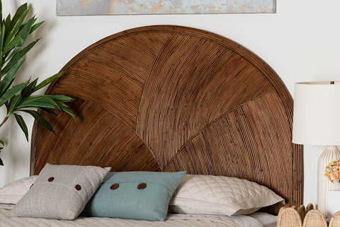 bali & pari Seana Bohemian Dark Brown Rattan Queen Size Standalone Headboard