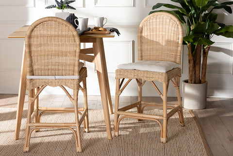 bali & pari Bilu Bohemian Natural Rattan 2-Piece Counter Stool Set