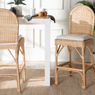bali & pari Bilu Bohemian Natural Rattan 2-Piece Bar Stool Set