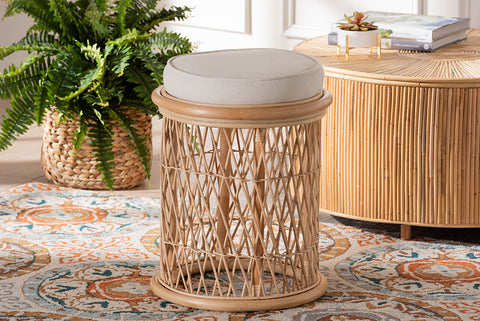 bali & pari Junius Bohemian Natural Rattan Ottoman Footstool