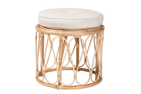 bali & pari Hachiro Bohemian Natural Rattan Ottoman Footstool
