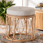 bali & pari Hachiro Bohemian Natural Rattan Ottoman Footstool