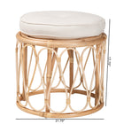 bali & pari Hachiro Bohemian Natural Rattan Ottoman Footstool
