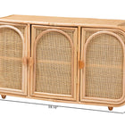 bali & pari Evania Bohemian Natural Rattan 3-Door Storage Cabinet