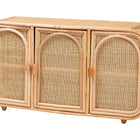 bali & pari Evania Bohemian Natural Rattan 3-Door Storage Cabinet