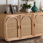 bali & pari Evania Bohemian Natural Rattan 3-Door Storage Cabinet