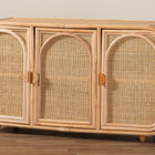 bali & pari Evania Bohemian Natural Rattan 3-Door Storage Cabinet