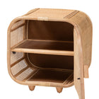 bali & pari Keita Bohemian Natural Rattan and Mahogany Wood Nightstand