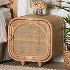 bali & pari Keita Bohemian Natural Rattan and Mahogany Wood Nightstand