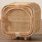 bali & pari Keita Bohemian Natural Rattan and Mahogany Wood Nightstand