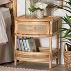 bali & pari Divitia Bohemian Natural Rattan 1-Drawer Nightstand