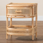 bali & pari Divitia Bohemian Natural Rattan 1-Drawer Nightstand