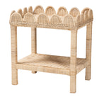 bali & pari Sumana Bohemian Scallop Natural Rattan and Mahogany Side Table