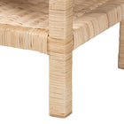 bali & pari Sumana Bohemian Scallop Natural Rattan and Mahogany Side Table