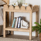 bali & pari Sumana Bohemian Scallop Natural Rattan and Mahogany Side Table