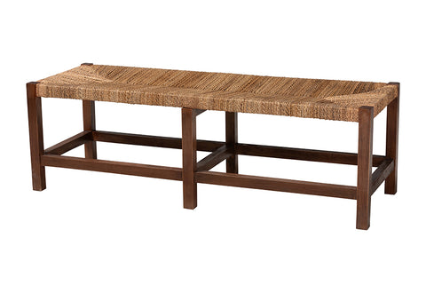 bali & pari Liza Bohemian Natural Seagrass and Wood Accent Bench