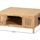 bali & pari Kalimantan Bohemian Light Honey Rattan and Mahogany Wood Square Coffee Table