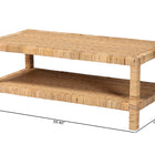 bali & pari Kalimantan Bohemian Light Honey Rattan and Mahogany Wood Rectangle Coffee Table