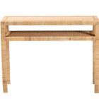 bali & pari Kalimantan Bohemian Light Honey Rattan and Acacia Wood Console Table