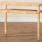 bali & pari Kalimantan Bohemian Light Honey Rattan and Acacia Wood Console Table
