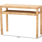 bali & pari Kalimantan Bohemian Light Honey Rattan and Acacia Wood Console Table