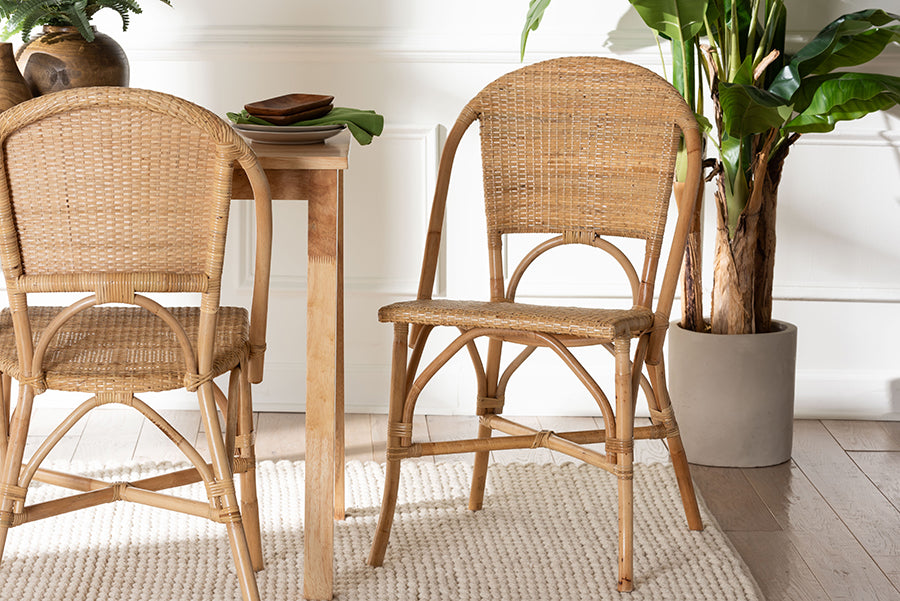 bali & pari Jaylyn Bohemian Natural Rattan Dining Chair