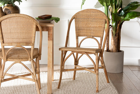 bali & pari Jaylyn Bohemian Natural Rattan Dining Chair