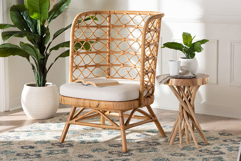 bali & pari Tania Bohemian Light Honey Rattan Accent Chair