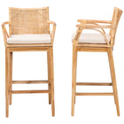 bali & pari Storsel Bohemian Natural Rattan and Teak Wood 2-Piece Bar Stool Set