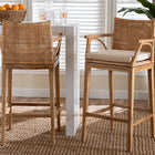 bali & pari Storsel Bohemian Natural Rattan and Teak Wood 2-Piece Bar Stool Set