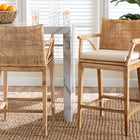 bali & pari Storsel Bohemian Natural Rattan and Teak Wood 2-Piece Counter Stool Set
