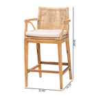 bali & pari Storsel Bohemian Natural Rattan and Teak Wood 2-Piece Counter Stool Set