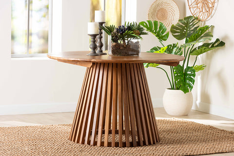 bali & pari Caribic Modern Slatted Acacia Wood Dining Table